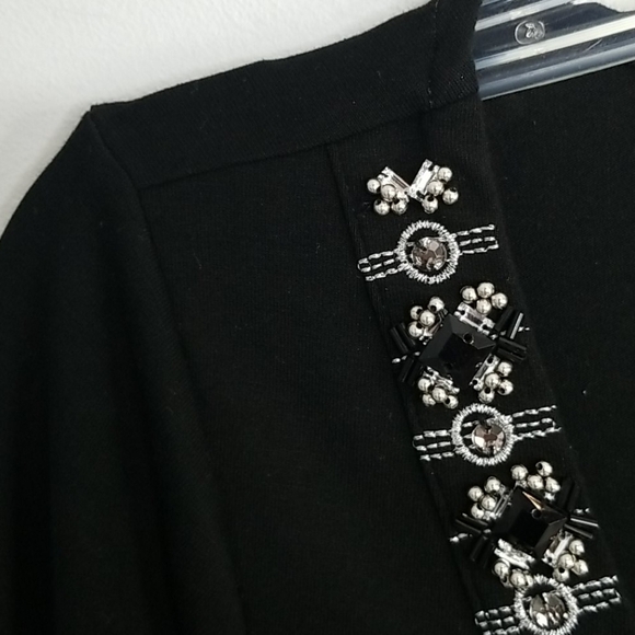 WHBM black  Beaded V-neck Blouse - Picture 4 of 10